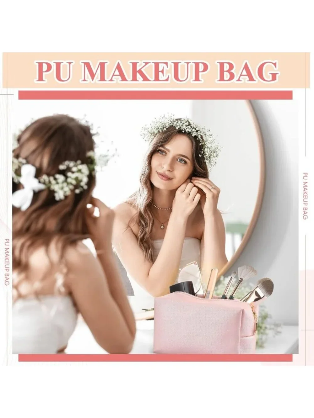 Stylish Waterproof Makeup Bags - PU Leather Cosmetic Pouches for Travel